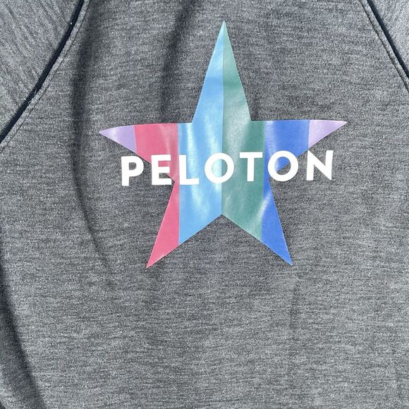 Peloton Hoodie Sweatshirt Womens Large Gray Piped Cord Star Logo Full Zip Gym - Picture 13 of 16
